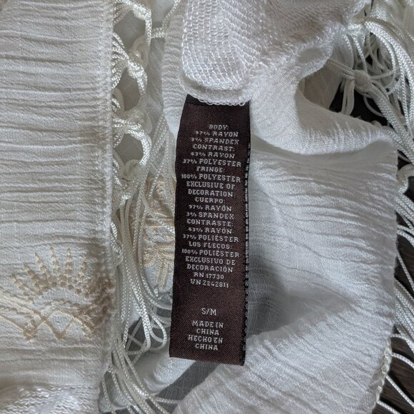 Knox Rose Boho Fringe Poncho Tunic Top – Ivory – Size S/M - Picture 12 of 12